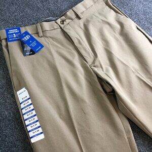 Haggar Cool Right Pants Mens 36x29 Khaki Classic Fit Performance Wrinkle Free